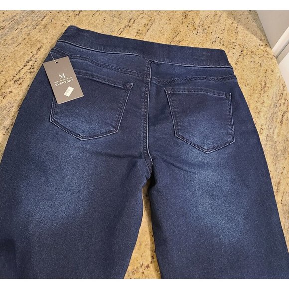 Martha Stewart Everyday Size 4 Womens Pull On Crop Blue Pants Faux Pearl Hem - Picture 11 of 12